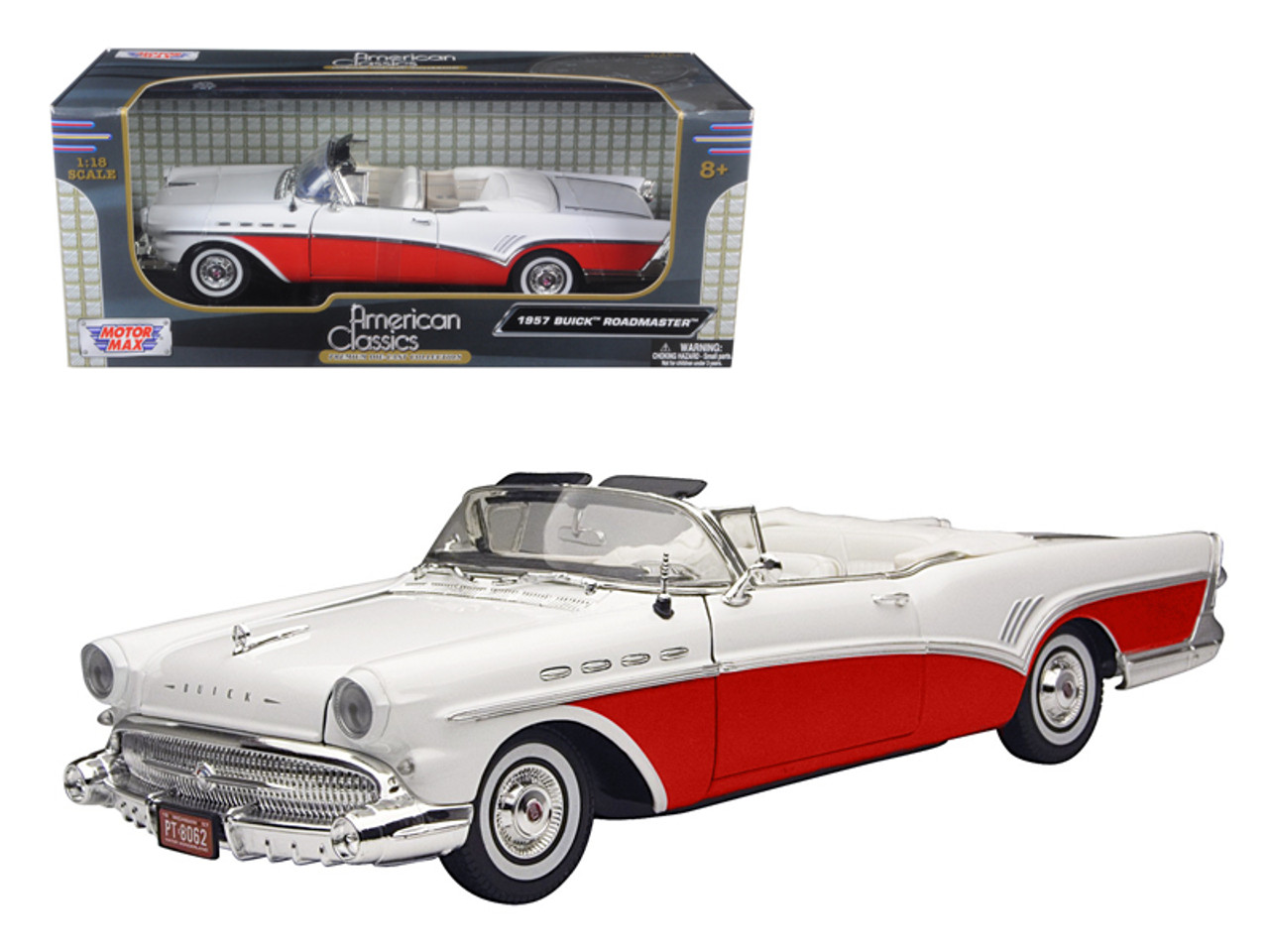 1957 Buick Roadmaster Convertible Red 1/18 Diecast Model Car by Motormax