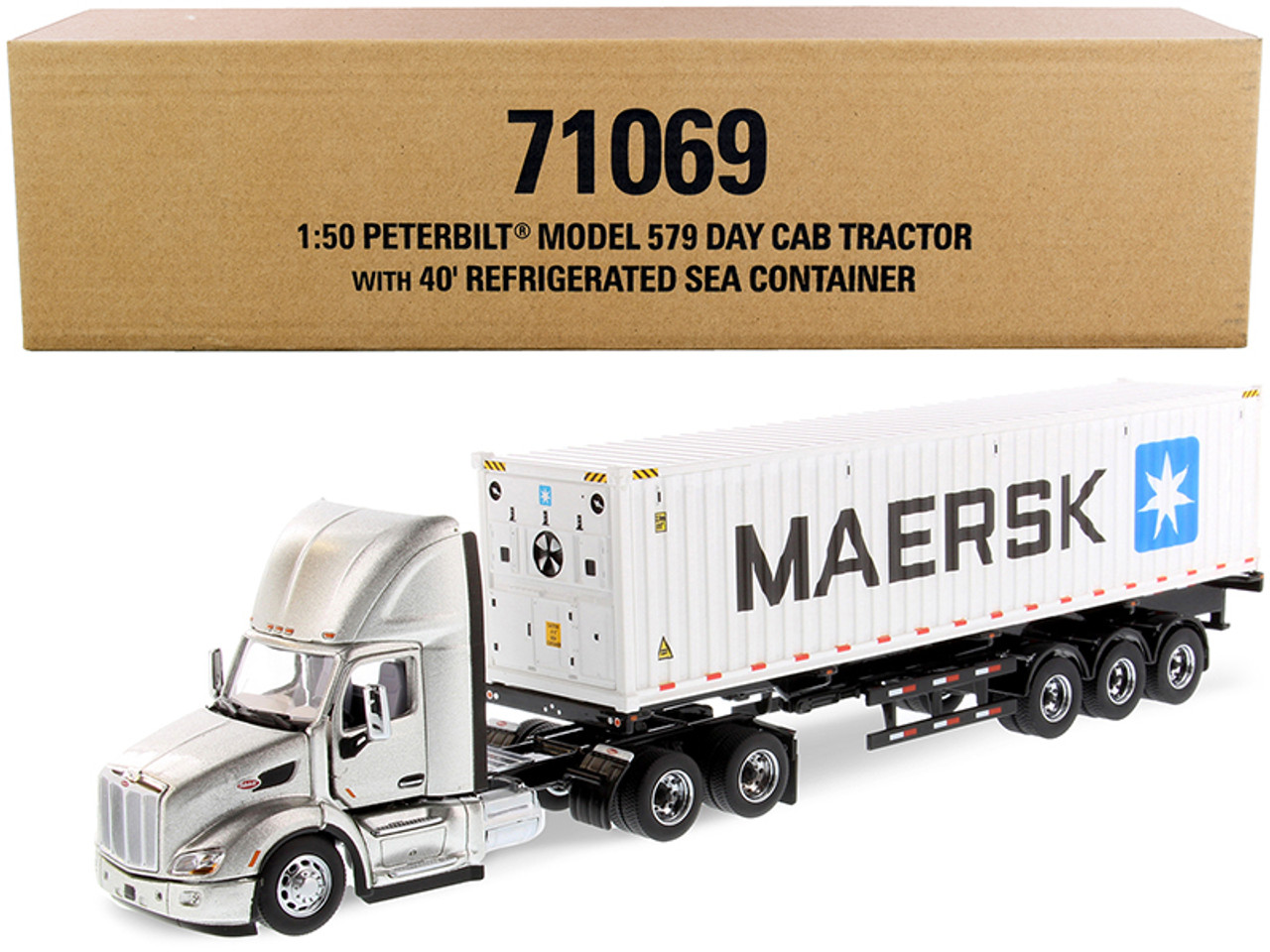 Peterbilt 579 Day Cab Truck Tractor with Flatbed Trailer and
