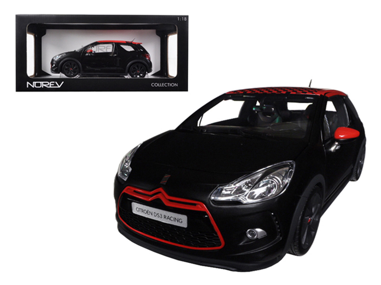 2012 Citroen DS3 Racing S.Loeb Matt Black 1/18 Diecast Car Model by Norev