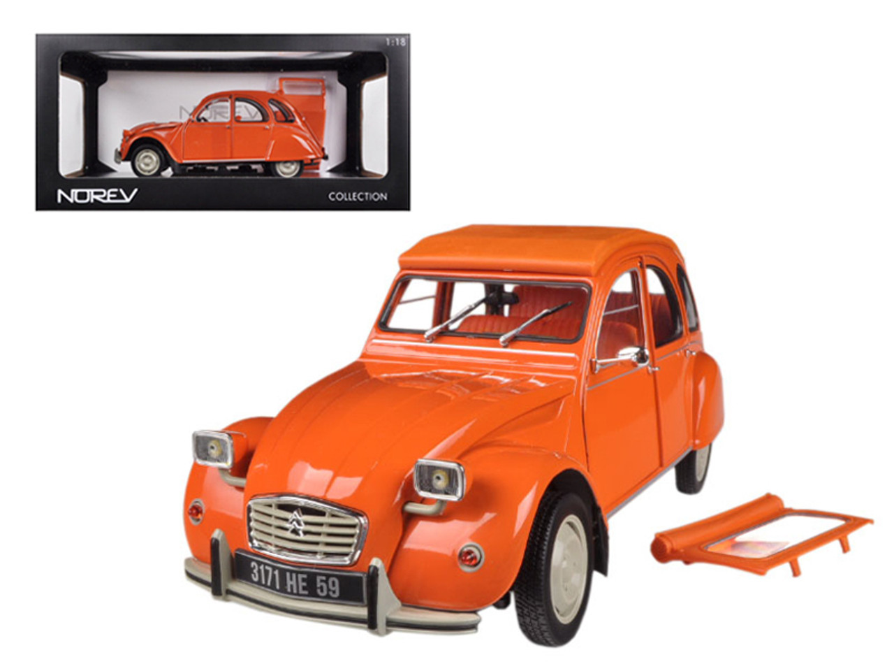 1976 Citroen 2CV 6 Orange 1/18 Diecast Car Model by Norev