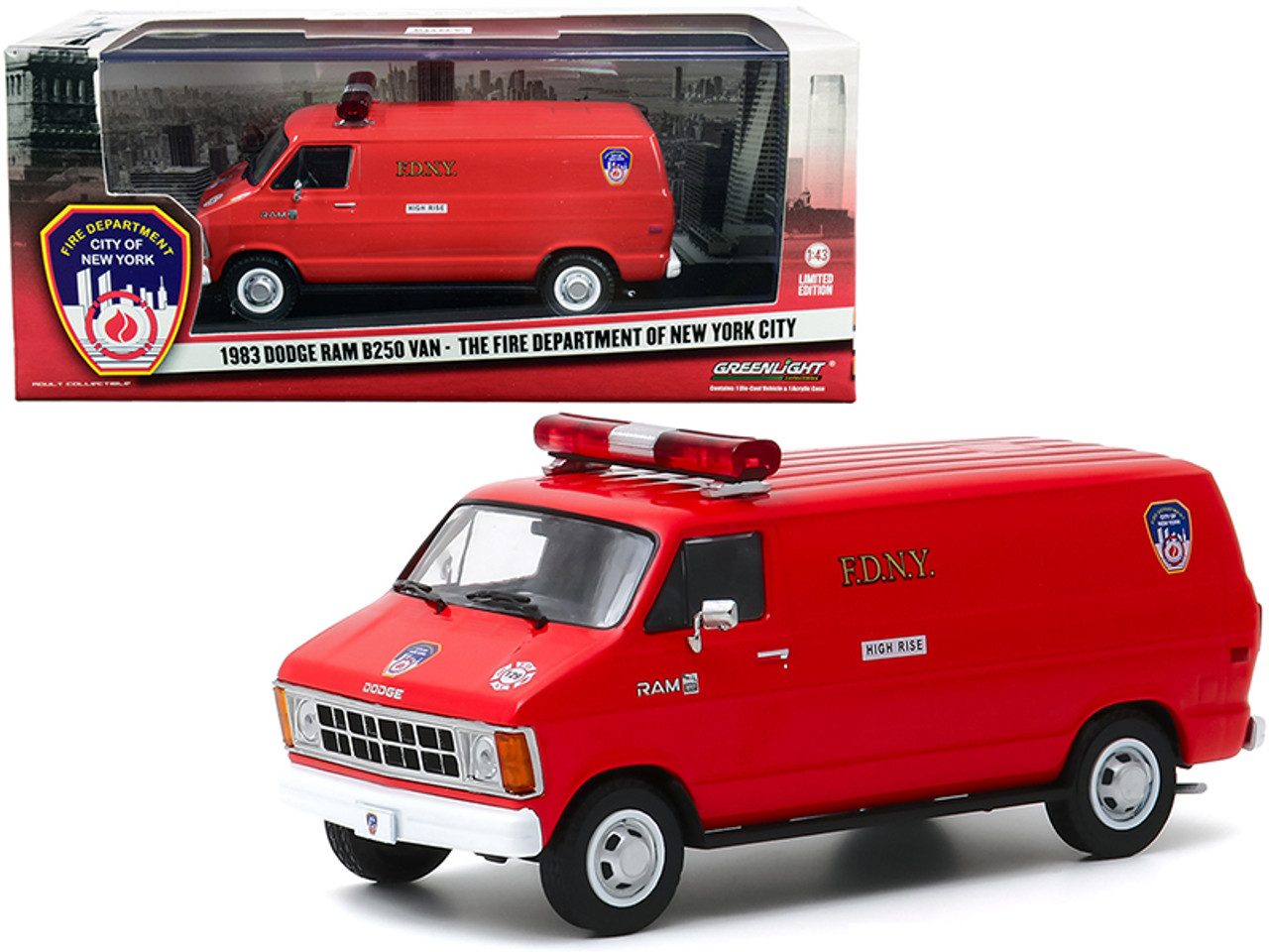 1983 Dodge Ram B250 Van Red "Fire Department City of New York" (FDNY) 1/43 Diecast Model by Greenlight