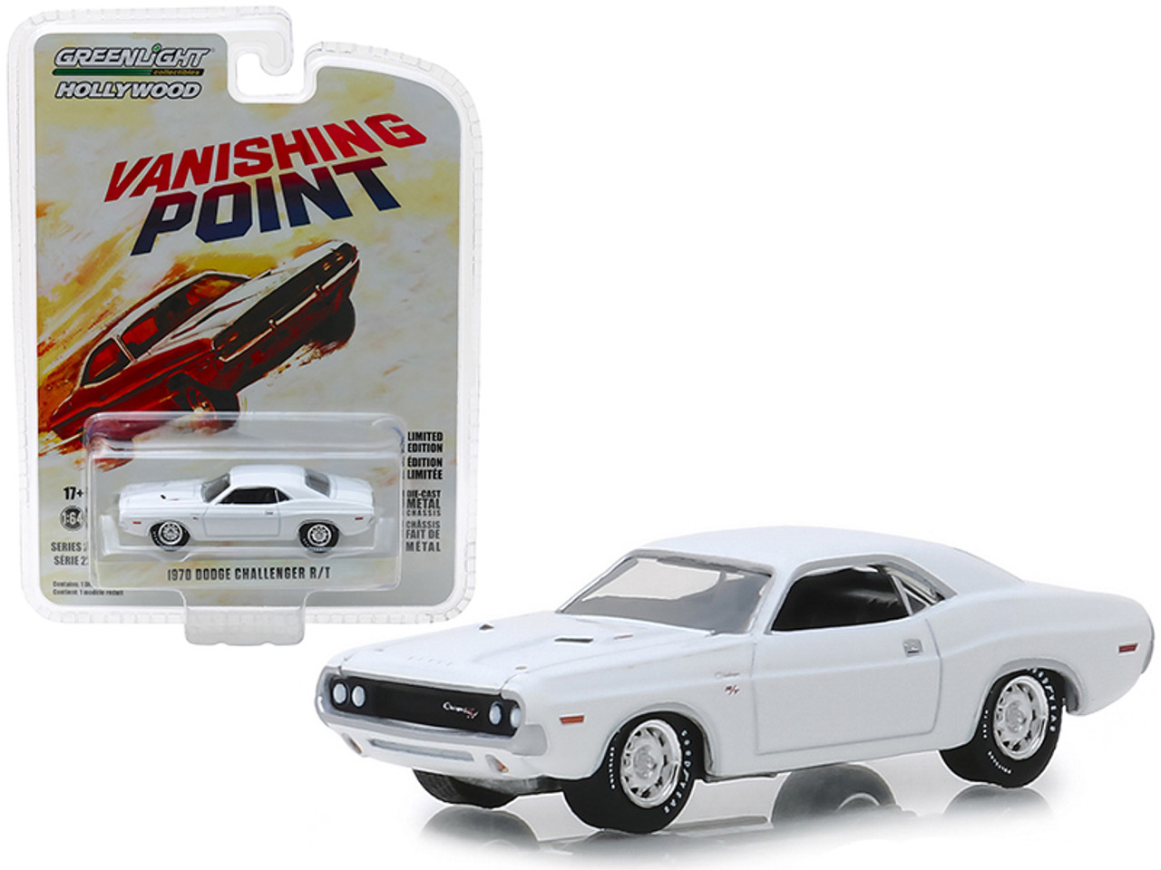 1970 Dodge Challenger R/T White (Weathered Version) Vanishing Point  (1971) Movie 1/18 Diecast Model Car by Greenlight