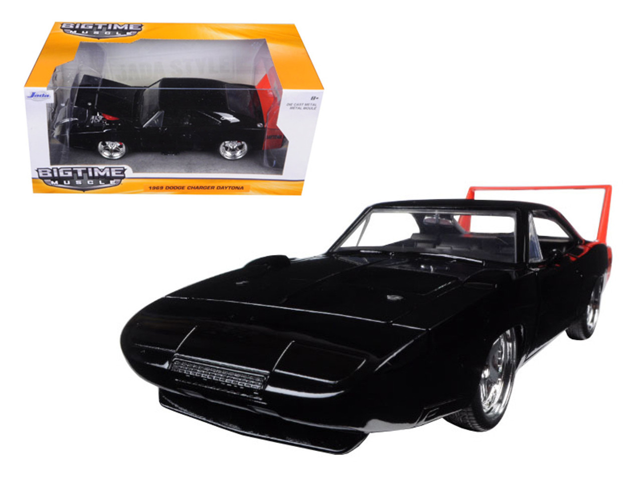 1969 Dodge Charger Daytona Black 1/24 Diecast Model Car by Jada