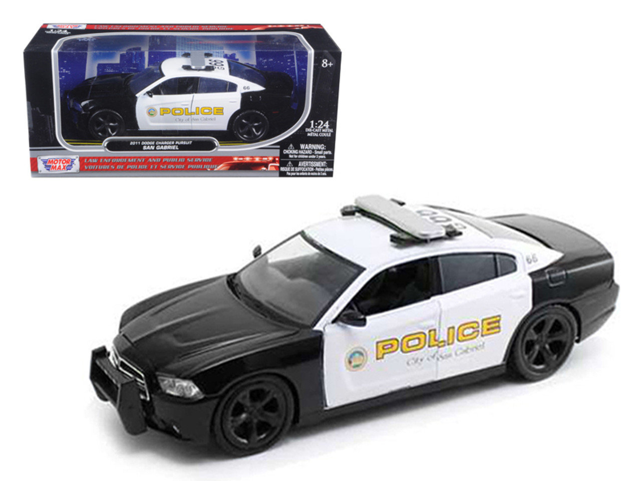 2011 Dodge Charger Pursuit San Gabriel Police Car 1/24 Diecast Car Model by Motormax