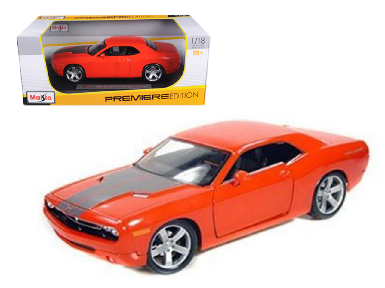 2006 Dodge Challenger Concept Car Orange 1/18 Diecast Model Car by Maisto