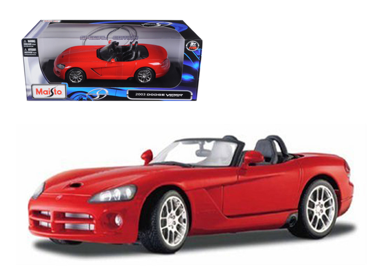 2003 Dodge Viper SRT-10 Roadster Red 1/18 Diecast Model Car by Maisto