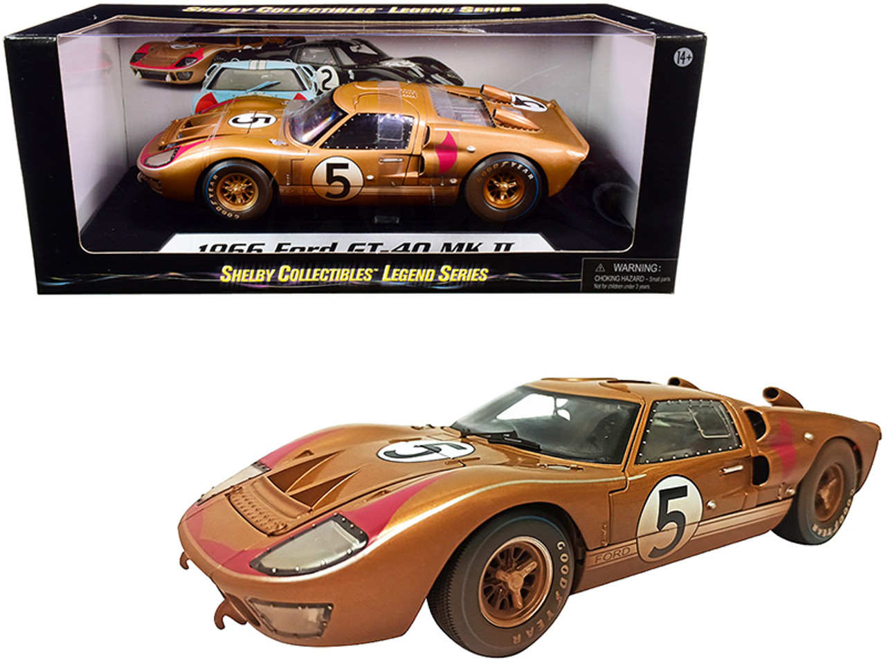 1966 FORD GT-40 MK II #1 W/DIRT 1/18 SCALE DIECAST CAR SHELBY COLLECTIBLES SC405 