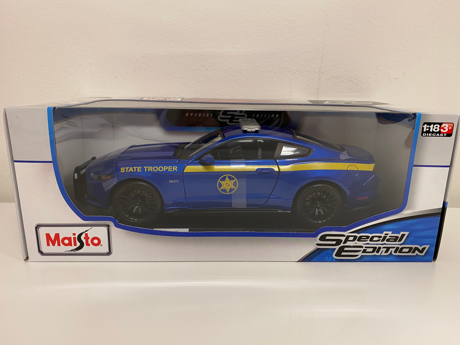 1/18 Maisto 2015 Ford Mustang GT Police State Trooper Diecast Car Model