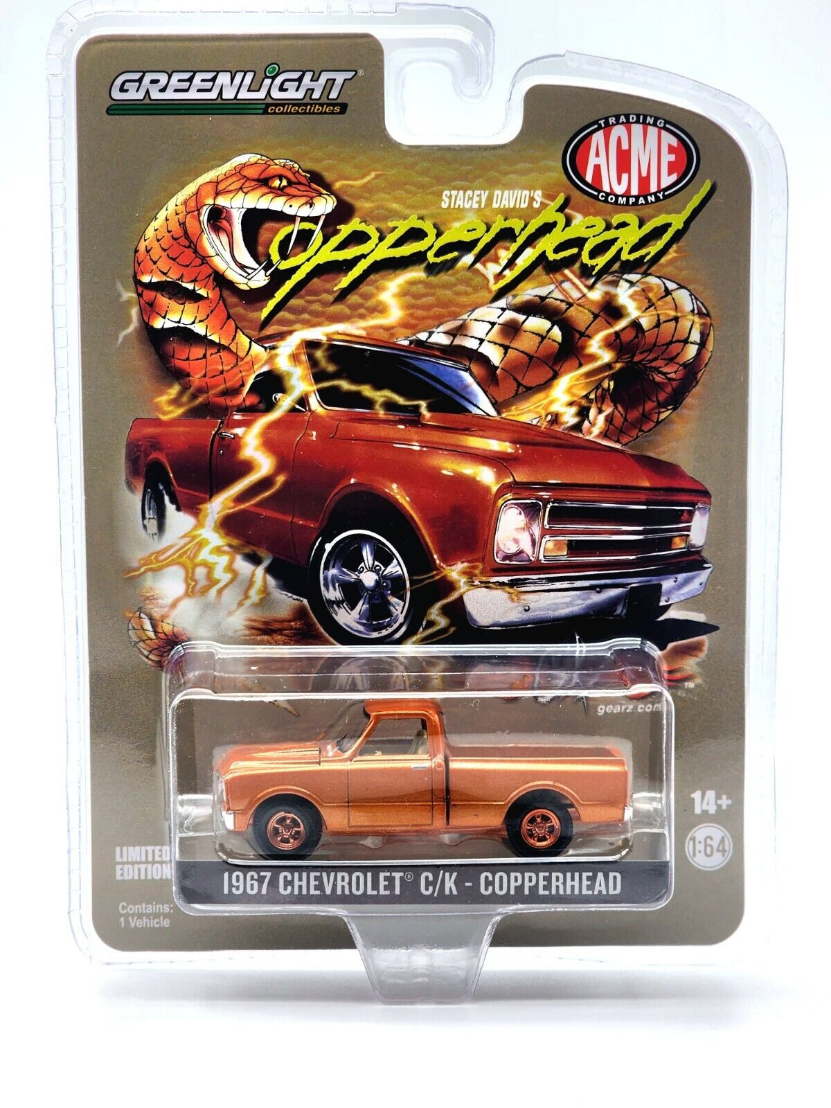 CHASE CAR 1/64 1967 Chevrolet C/K Pickup Truck Copper Orange Metallic ...