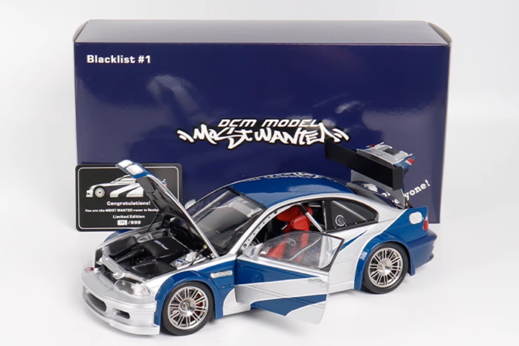 1/18 DCM BMW M3 E46 GTR Need for Speed Most Wanted Diecast Car Model ...
