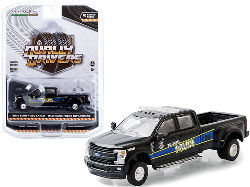 2019 Ford F-350 Lariat Dually Pickup Truck Black "Baltimore Police Department" (Maryland) "Dually Drivers" Series 5 1/64 Diecast Model Car by Greenlight