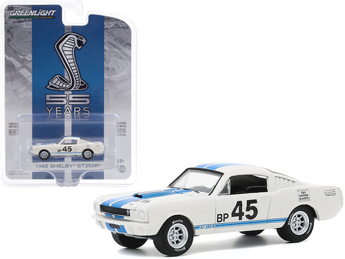 1965 Ford Mustang Shelby GT350R #45 White with Blue Stripes "Mustang GT350 55th Anniversary" "Anniversary Collection" Series 11 1/64 Diecast Model Car by Greenlight