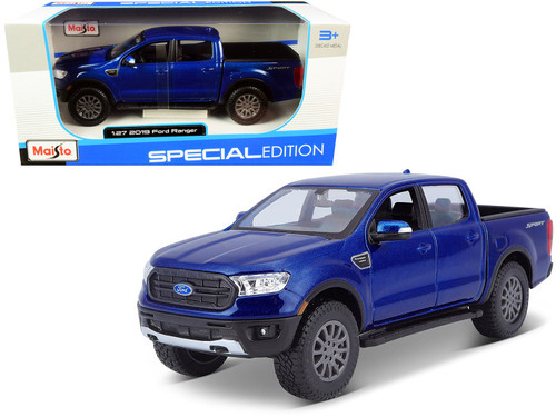 2019 Ford Ranger Lariat Sport Pickup Truck Dark Blue Metallic 1/27 Diecast Model Car by Maisto