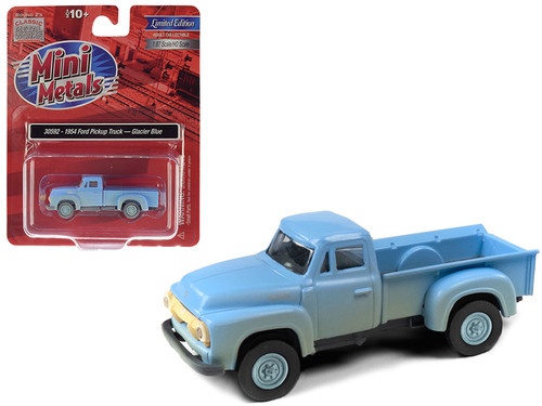 1954 Ford Pickup Truck Glacier Blue (Dirty/Weathered) 1/87 (HO) Scale Model Car by Classic Metal Works