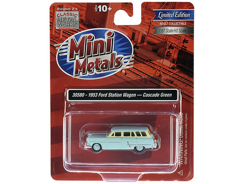 1953 Ford Station Wagon Cascade Green 1/87 (HO) Scale Model Car by Classic Metal Works