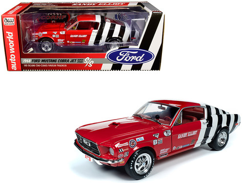 1/18 Auto World 1968 Ford Mustang Cobra Jet Super Stock "Sandy Elliot Performance Centre" Diecast Car Model