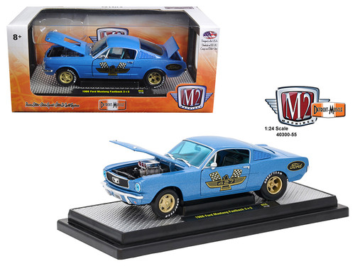1966 Ford Mustang 2+2 GT Fastback Metalflake Blue 1/24 Diecast Model Car by M2 Machines