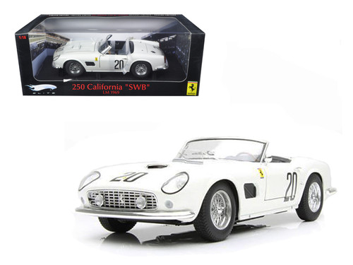 Ferrari 250 California SWB Le Mans 1969 White #20 Elite Edition 1/18 Diecast Car Model by Hotwheels