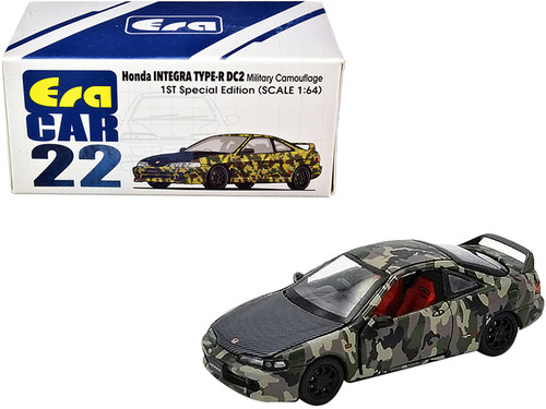 Honda Integra Type-R DC2 Military Camouflage with Carbon Hood "Special Edition" 1/64 Diecast Model Car by Era Car