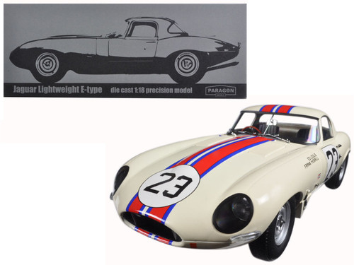 Jaguar Lightweight E-Type Qvale Sebring #23 White 1/18 Diecast Model Car by Paragon