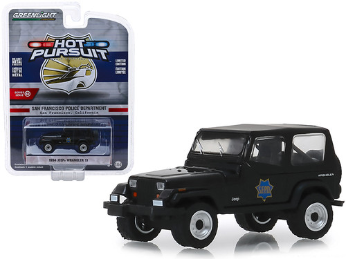 1994 Jeep Wrangler YJ "San Francisco Police Department" (SFPD) Black "Hot Pursuit" Series 32 1/64 Diecast Model Car by Greenlight