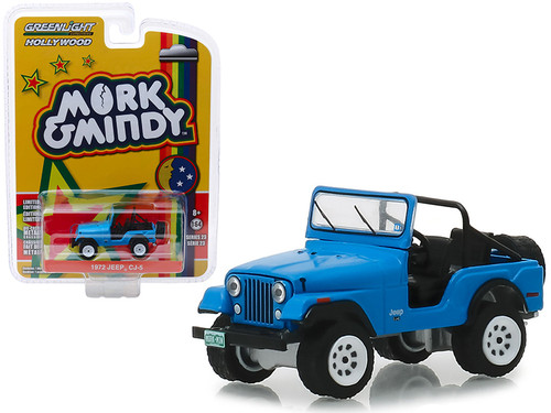 1972 Jeep CJ-5 Blue "Mork & Mindy" (1978-1982) TV Series "Hollywood Series" Release 23 1/64 Diecast Model Car by Greenlight