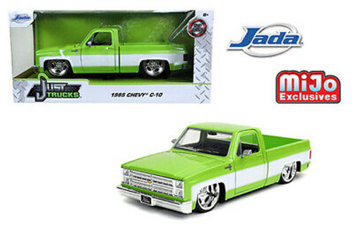 Jada 1/24 Just Truck Mijo Exclusives 1985 Chevy C-10 Custom with Sugar C. Wheels Green with White 2 Tone Limited 2,400
