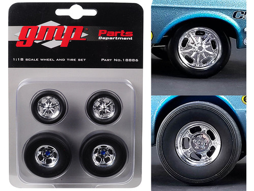 Wheels and Tires Set of 4 from Ohio George’s 1967 Ford Mustang Malco Gasser 1/18 by GMP