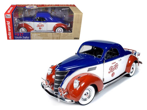 1937 Lincoln Zephyr Coupe "Pepsi Cola" Limited to 1500pc 1/18 Diecast Model Car by Autoworld