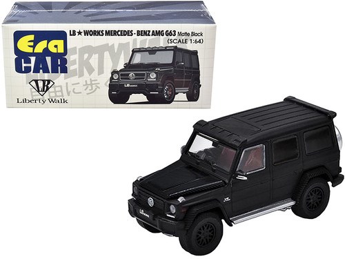 Mercedes-Benz AMG G63 LB Works Wagon Matt Black with Carbon Hood 1/64 Diecast Model Car by Era Car