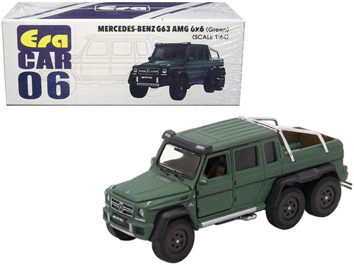 Mercedes Benz G63 AMG 6x6 Pickup Truck Green 1/64 Diecast Model Car by Era Car