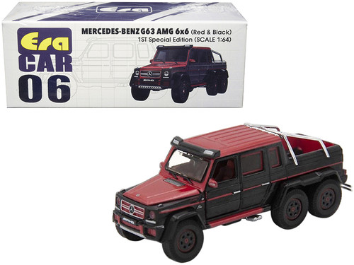 Mercedes Benz G63 AMG 6x6 Pickup Truck Red and Black "1st Special Edition" 1/64 Diecast Model Car by Era Car