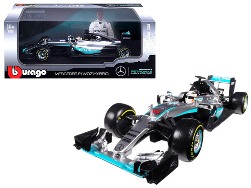 1/18 BBurago 2016 Mercedes AMG F1 W07 Hybrid Petronas #44 Lewis Hamilton Formula 1 Diecast Car Model