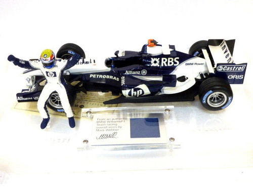 1/18 Hot Wheels Mattel 2005 Formula 1 Racing BMW Williams Mark Webber Car Model with Figure