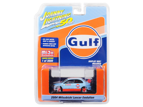 2004 Mitsubishi Lancer Evolution #74 "Gulf Oil" "Johnny Lightning 50th Anniversary" Limited Edition to 3600 pieces Worldwide 1/64 Diecast Model Car by Johnny Lightning