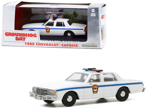 1980 Chevrolet Caprice "Punxsutawney Police" White "Groundhog Day" (1993) Movie 1/43 Diecast Model Car by Greenlight