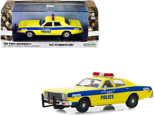1977 Plymouth Fury Yellow with Blue Stripes "The Port Authority Of New York and New Jersey Police" 1/43 Diecast Model Car by Greenlight
