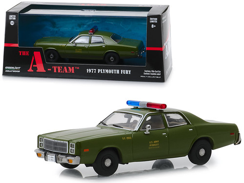 1977 Plymouth Fury U.S. Army Police "The A-Team" (1983-1987) TV Series 1/43 Diecast Model Car by Greenlight