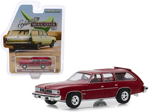 1976 Pontiac Grand LeMans Safari Wagon Dark Red with Red Interior "Estate Wagons" Series 4 1/64 Diecast Model Car by Greenlight