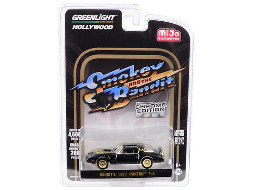 1977 Pontiac Firebird Trans Am (Bandit's) Black Chrome Edition "Smokey and the Bandit" (1977) Movie Limited Edition to 4600 pieces Worldwide 1/64 Diecast Model Car by Greenlight