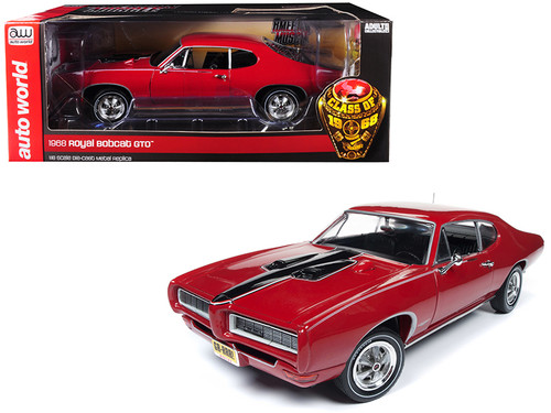 1968 Pontiac Royal Bobcat GTO "Class of '68" 50th Anniversary Code R Solar Red Limited Edition to 1002 pieces Worldwide 1/18 Diecast Model Car by Autoworld