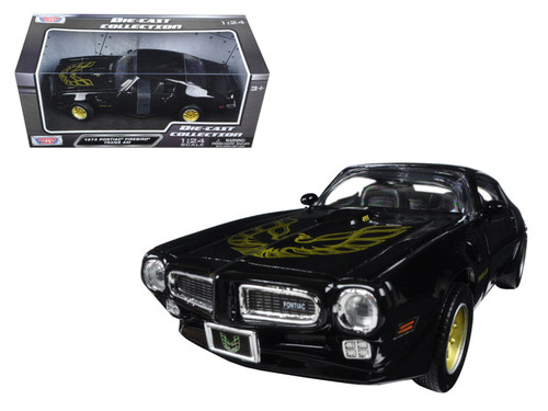 1973 Pontiac Firebird Trans Am Black with Gold Wheels 1/24 Diecast Model Car by Motormax