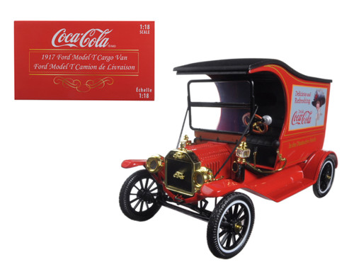 1917 Ford Model T Cargo Van Coca-Cola Red 1/18 Diecast Model Car by Motorcity Cl