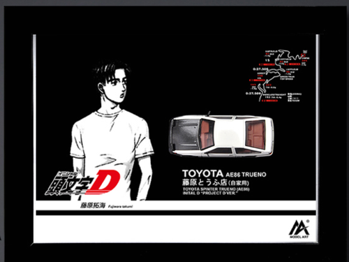 1/64 Time Model Initial D Toyota AE86 (Black) with 3D Frame Diecast Car Model