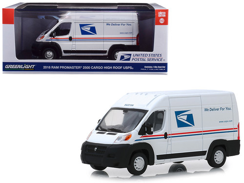 2018 Dodge RAM ProMaster 2500 Cargo High Roof Van "United States Postal Service" (USPS) White 1/43 Diecast Model Car by Greenlight