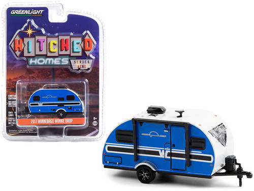 2017 Winnebago Winnie Drop Travel Trailer Blue and White "Hitched Homes" Series 9 1/64 Diecast Model by Greenlight