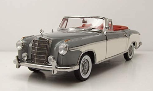 1/18 1958 MERCEDES-BENZ 220SE OPEN CONVERTIBLE - Gray / White Diecast Car Model