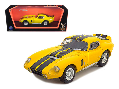 1965 Shelby Cobra Daytona Coupe Yellow with Black Stripes 1/18 Diecast Model Car by Road Signature