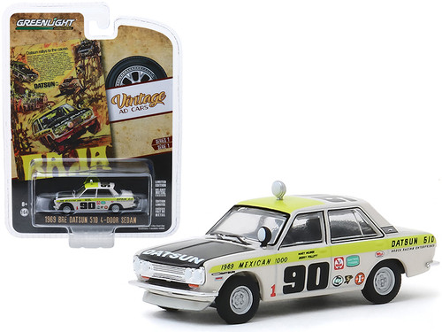 1/64 Greenlight 1969 Datsun 510 4-Door Sedan #90 