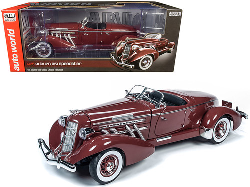 1935 Auburn 851 Speedster Plum Burgundy 1/18 Diecast Model Car by Autoworld